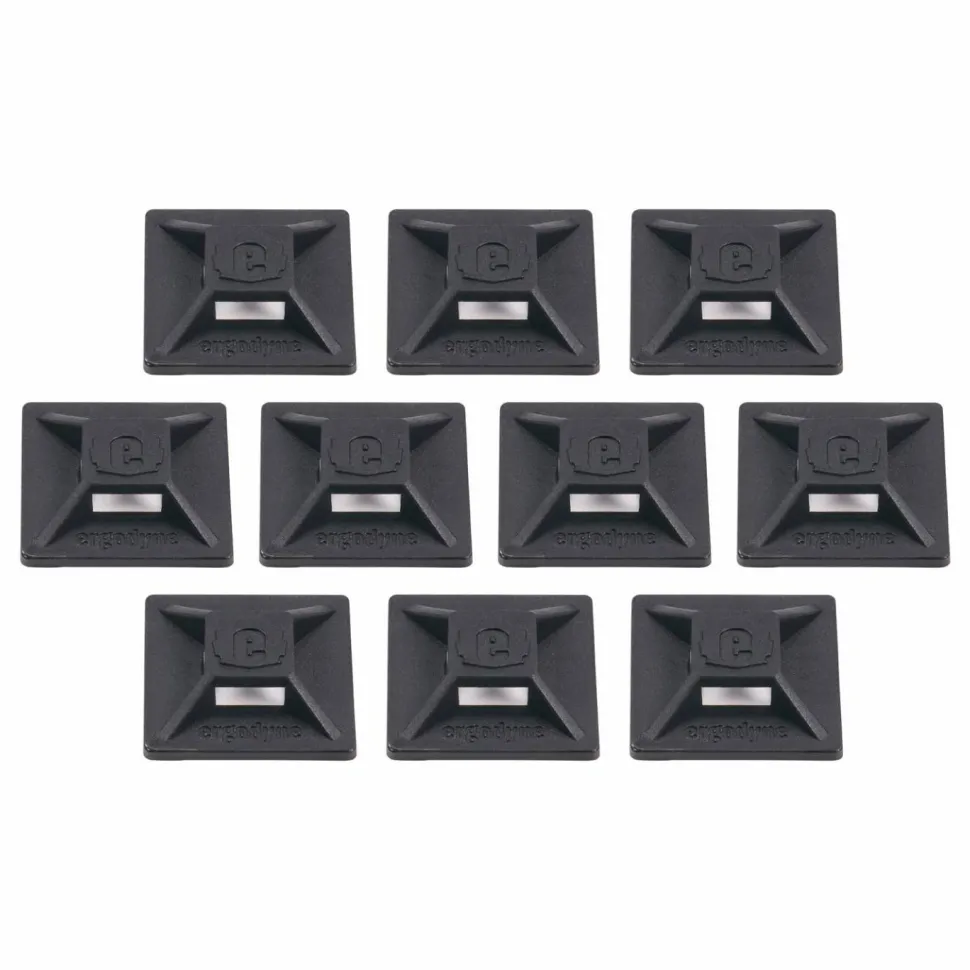 ergodyne Squids 3701 Mini Adhesive Mount Replacements, 2 lb Max Safe Working Capacity, 0.9" Long, Black,10/Pack