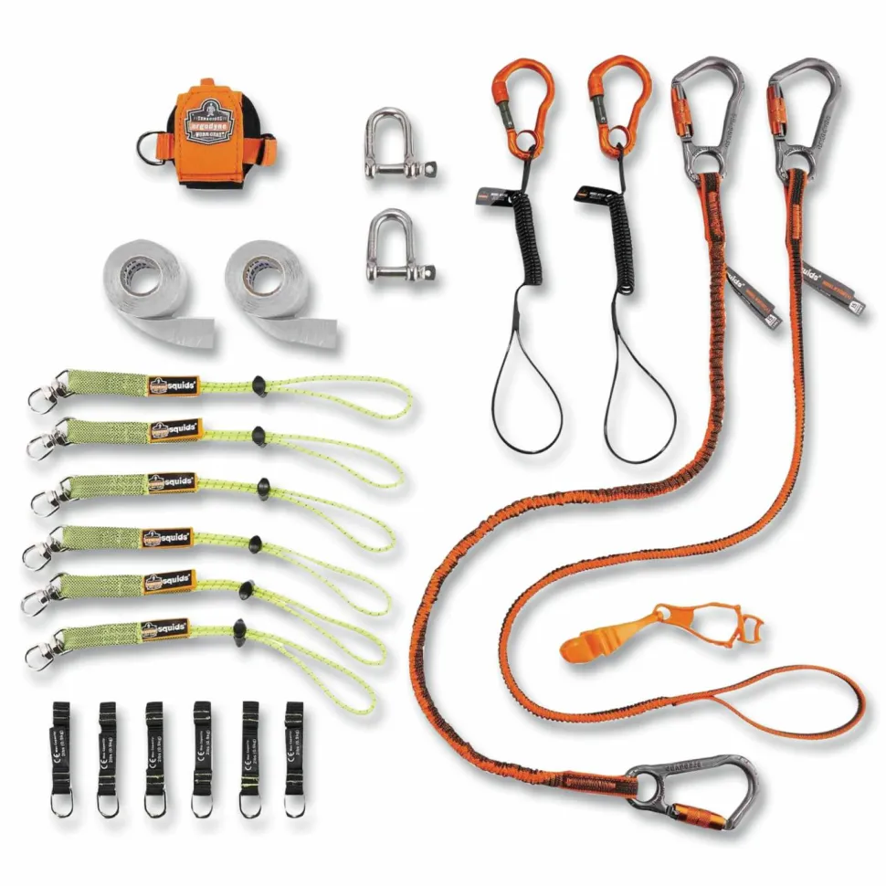 ergodyne Squids 3187 Scaffolding Worker Tool Tethering Kit, Assorted Max Working Capacities, Lengths and Colors