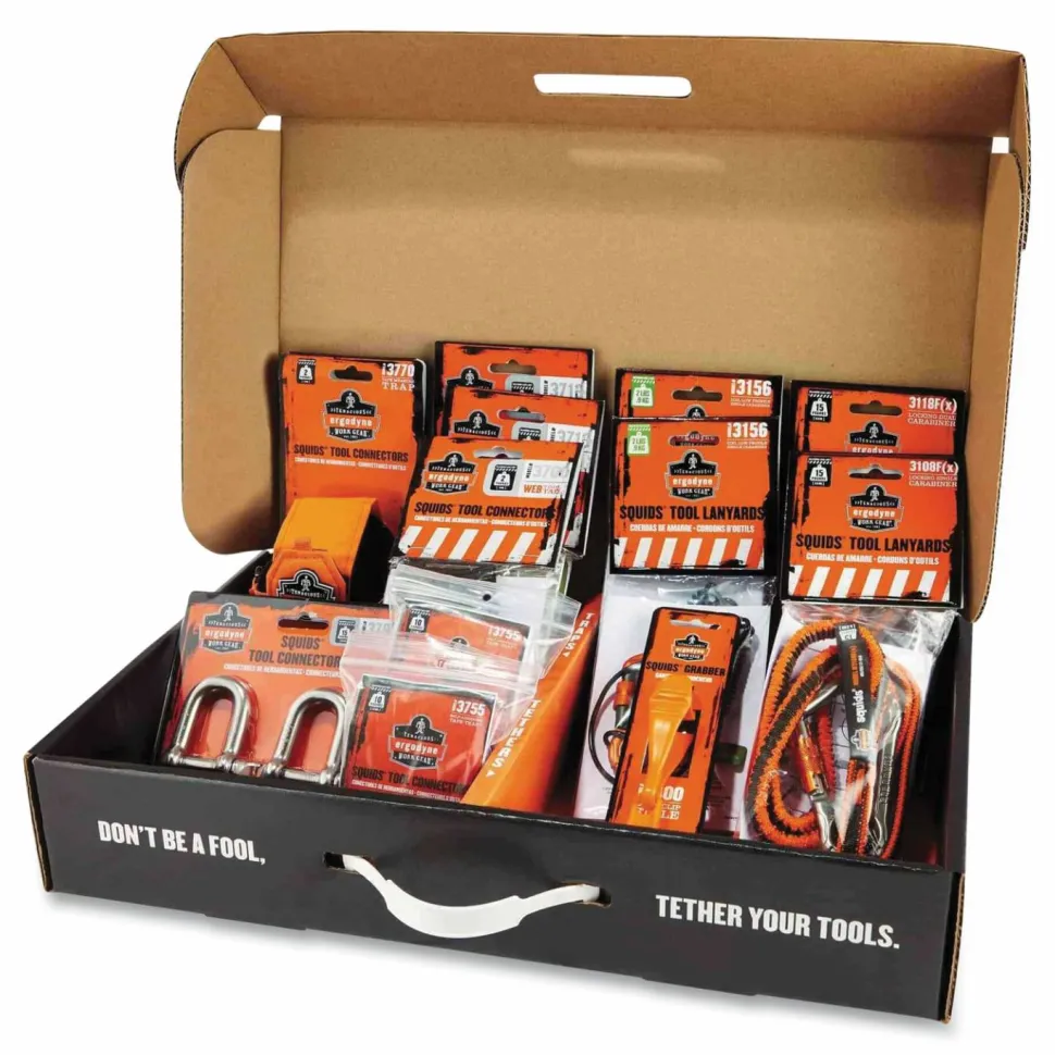 ergodyne Squids 3187 Scaffolding Worker Tool Tethering Kit, Assorted Max Working Capacities, Lengths and Colors