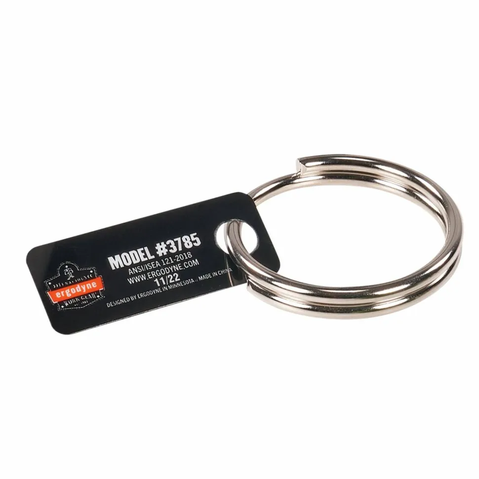 ergodyne Squids 3785 Split Ring Tool Attachment, 2 lb Max Working Capacity, 1.5" dia, Silver, 10/Pack