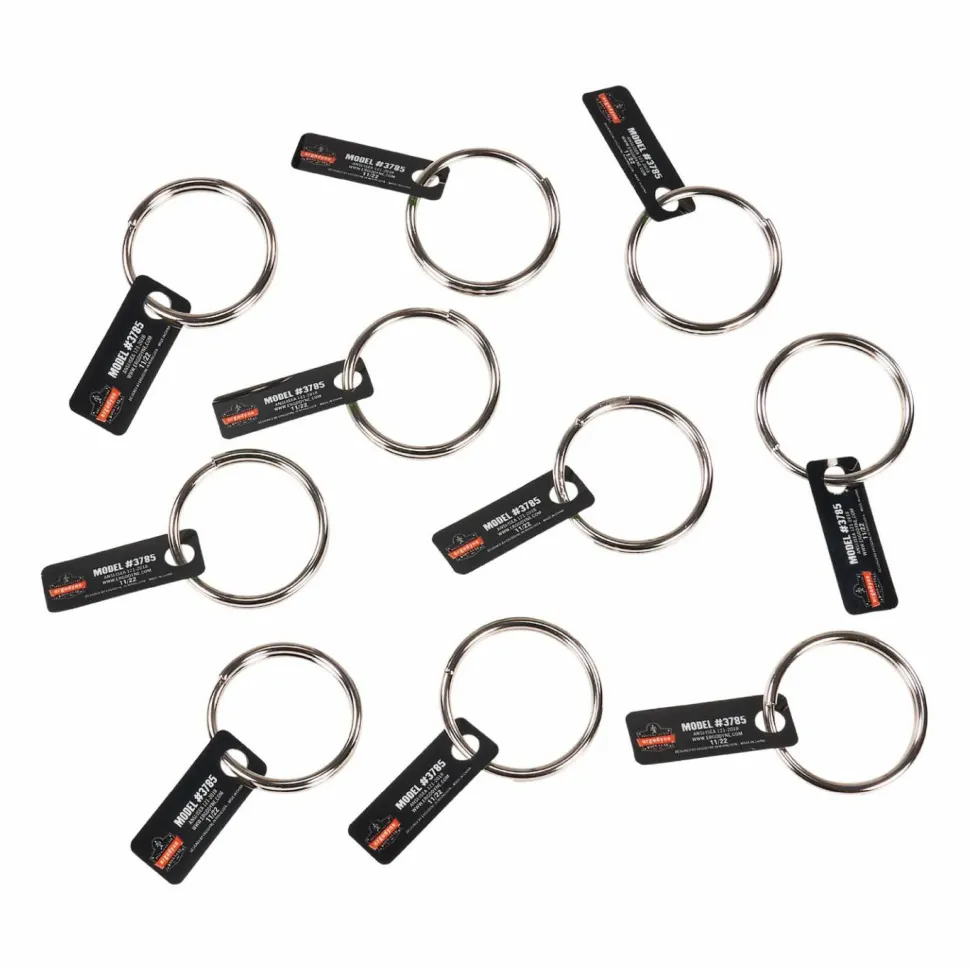 ergodyne Squids 3785 Split Ring Tool Attachment, 2 lb Max Working Capacity, 1.5" dia, Silver, 10/Pack