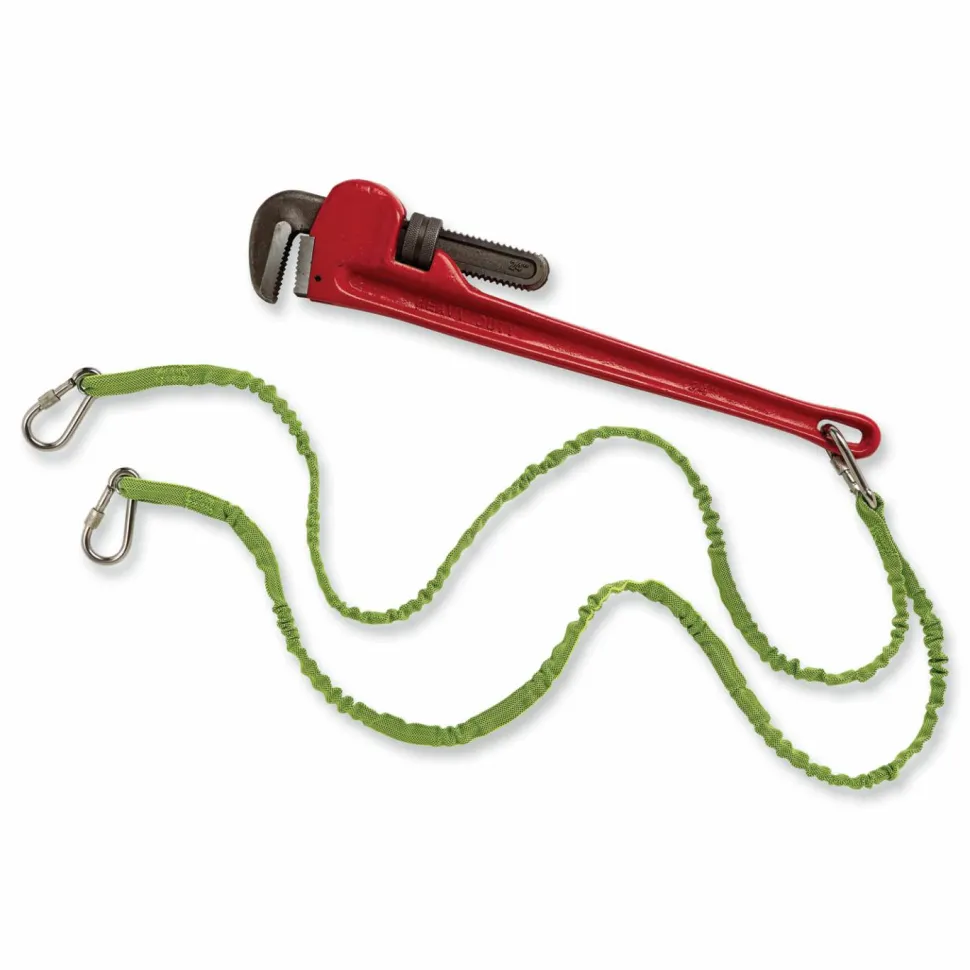 ergodyne Squids 3311 Twin-Leg Tool Lanyard with Three Carabiners, 15lb Max Working Capacity, 35" to 42" Long, Lime