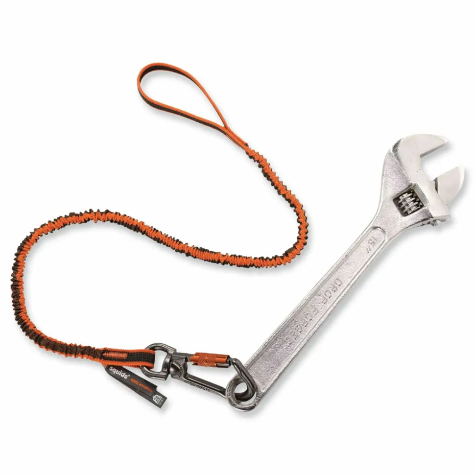ergodyne Squids 3109F(x) Tool Lanyard, Swiveling Aluminum Carabiner + Loop, 25 lb Max Working Capacity, 38" to 48" Long