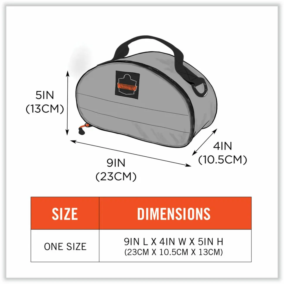 ergodyne Arsenal 5187 Clamshell Half Respirator Bag with Zipper Closure, 4 x 9 x 5, Gray