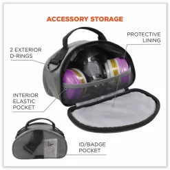 ergodyne Arsenal 5187 Clamshell Half Respirator Bag with Zipper Closure, 4 x 9 x 5, Gray