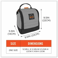 ergodyne Arsenal 5185 Full Respirator Bag with Zipper Magnetic Closure, 5.5 x 9.5 x 9.5, Gray
