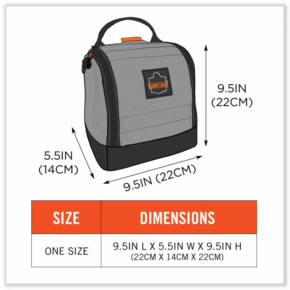 ergodyne Arsenal 5185 Full Respirator Bag with Zipper Magnetic Closure, 5.5 x 9.5 x 9.5, Gray