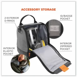 ergodyne Arsenal 5185 Full Respirator Bag with Zipper Magnetic Closure, 5.5 x 9.5 x 9.5, Gray
