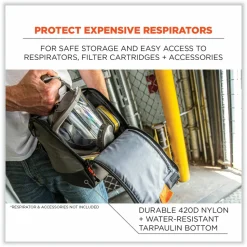 ergodyne Arsenal 5185 Full Respirator Bag with Zipper Magnetic Closure, 5.5 x 9.5 x 9.5, Gray