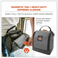 ergodyne Arsenal 5185 Full Respirator Bag with Zipper Magnetic Closure, 5.5 x 9.5 x 9.5, Gray