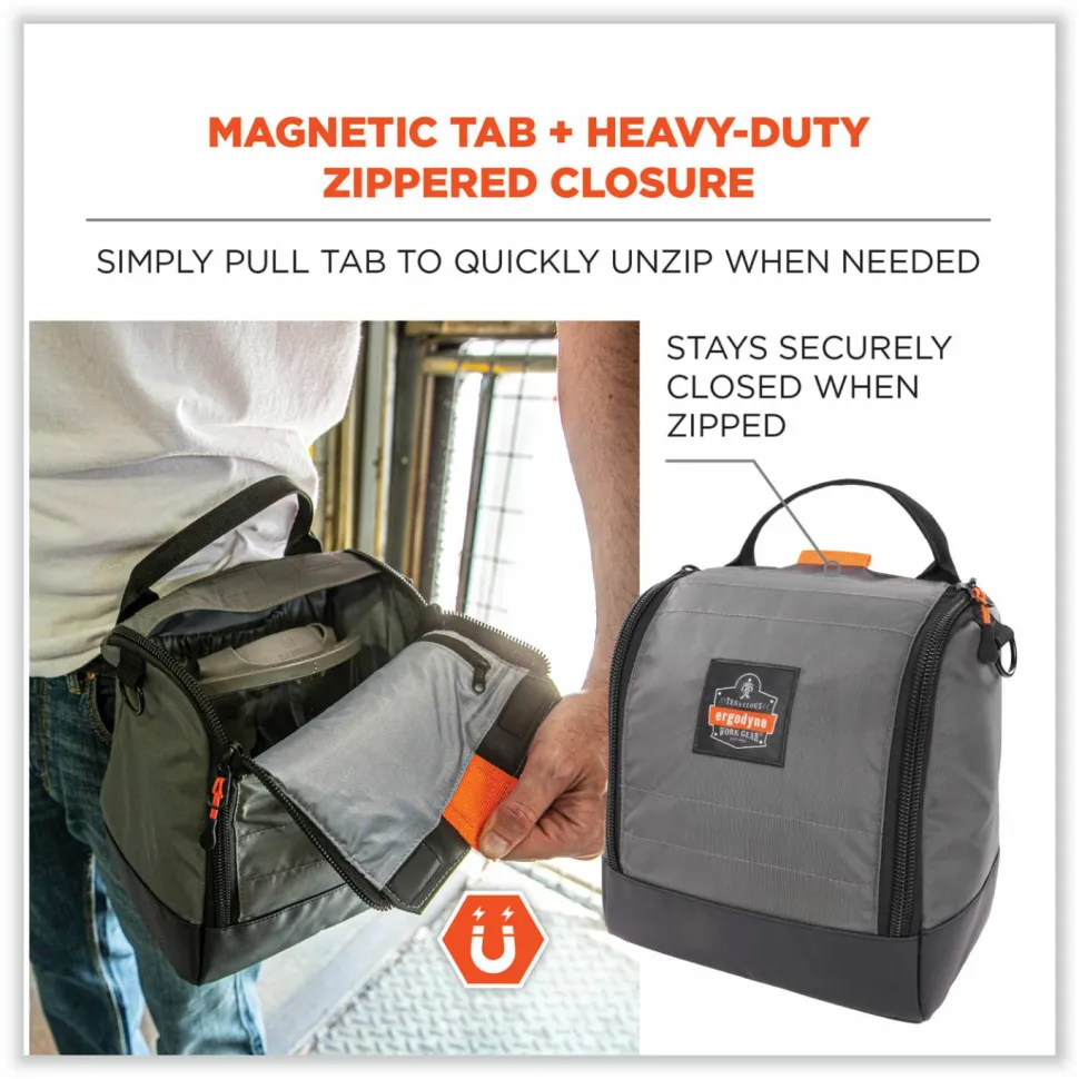 ergodyne Arsenal 5185 Full Respirator Bag with Zipper Magnetic Closure, 5.5 x 9.5 x 9.5, Gray