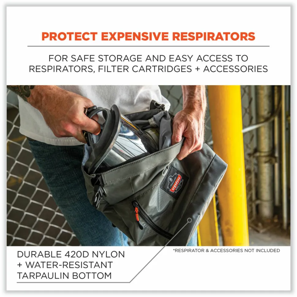 ergodyne Arsenal 5186 Full Respirator Bag with Roll Top Closure, 7.5 x 13.5 x 13.5, Gray