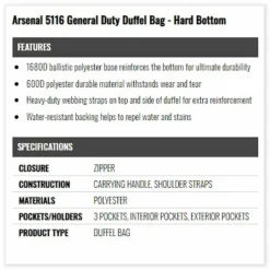 ergodyne Arsenal 5116 General Duty Gear Bag, 9.5 x 23.5 x 12, Black