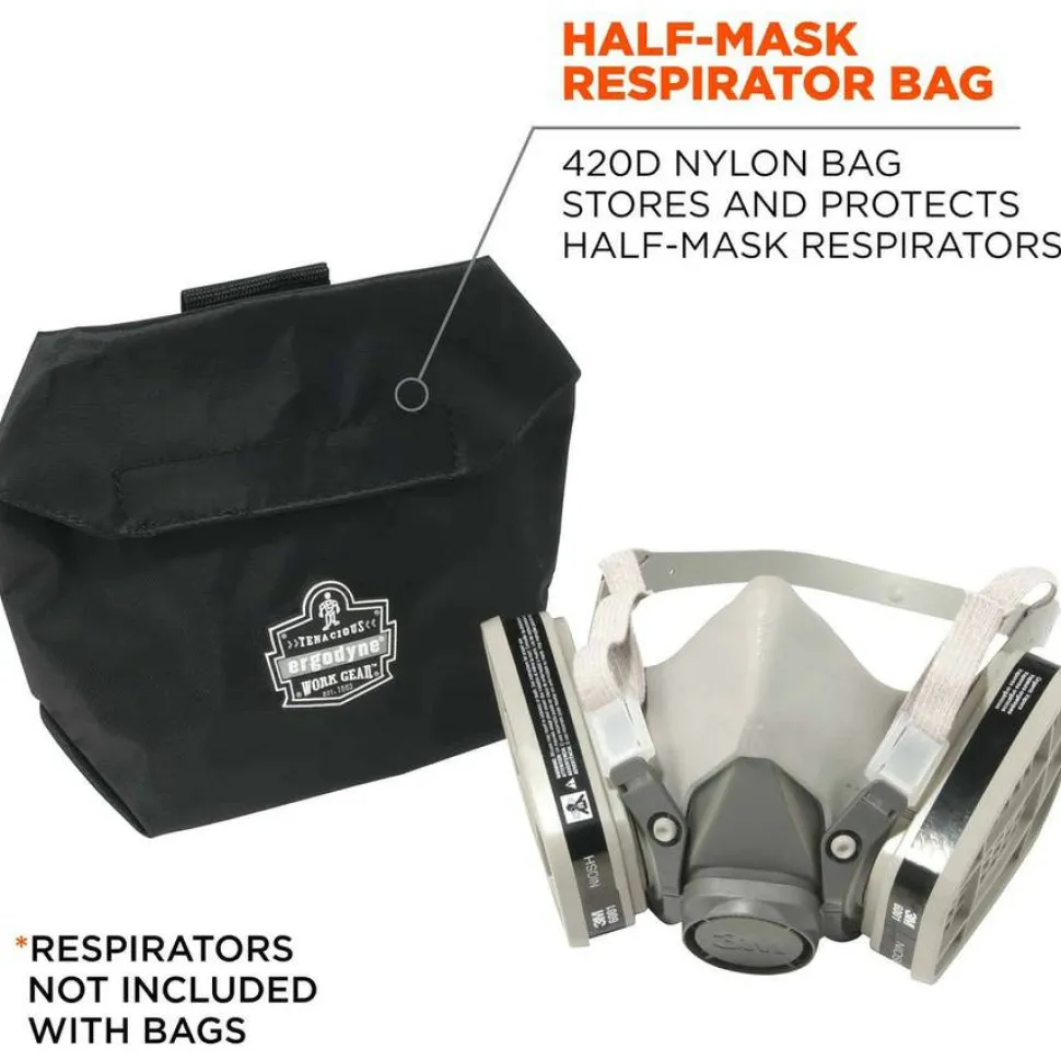 ergodyne Arsenal 5182 Half Mask Respirator Pack with Hook-and-Loop Closure, 7 x 4 x 10, Black
