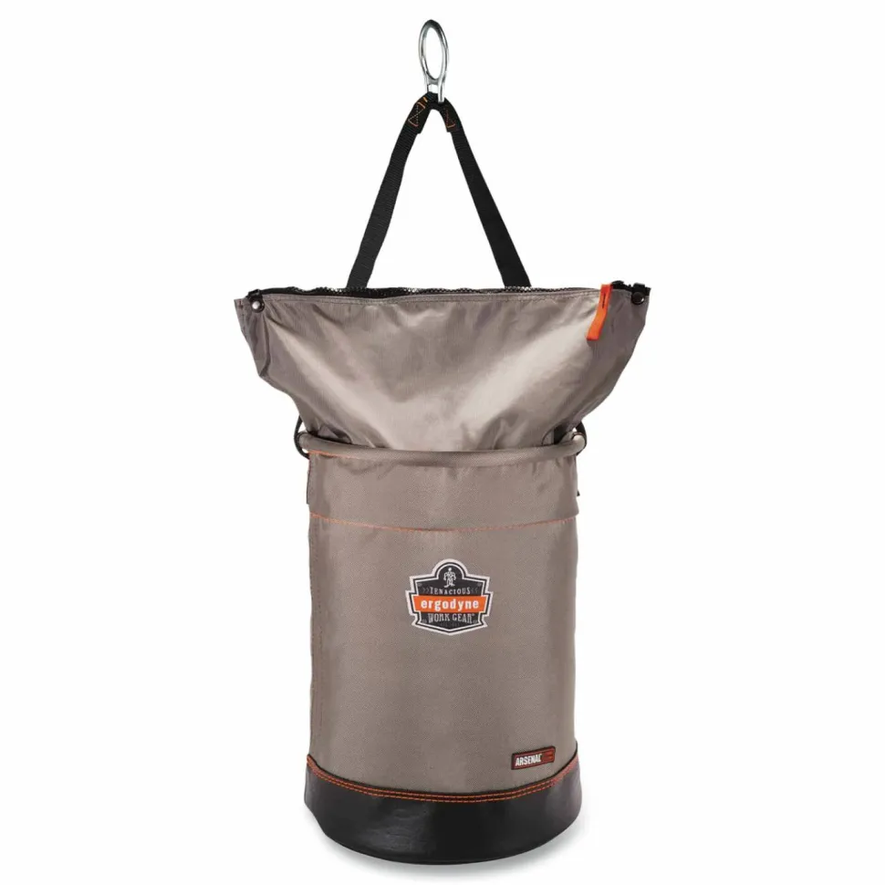 ergodyne Arsenal 5973 Hoist Bucket Tool Bag with D-Rings and Zipper Top, 150 lb, Gray
