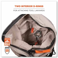 ergodyne Arsenal 5973 Hoist Bucket Tool Bag with D-Rings and Zipper Top, 150 lb, Gray