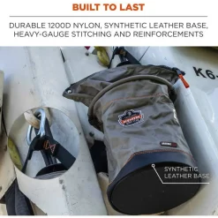 ergodyne Arsenal 5974 Hoist Bucket Tool Bag with Swiveling Carabiner and Zipper Top, 150 lb, Gray