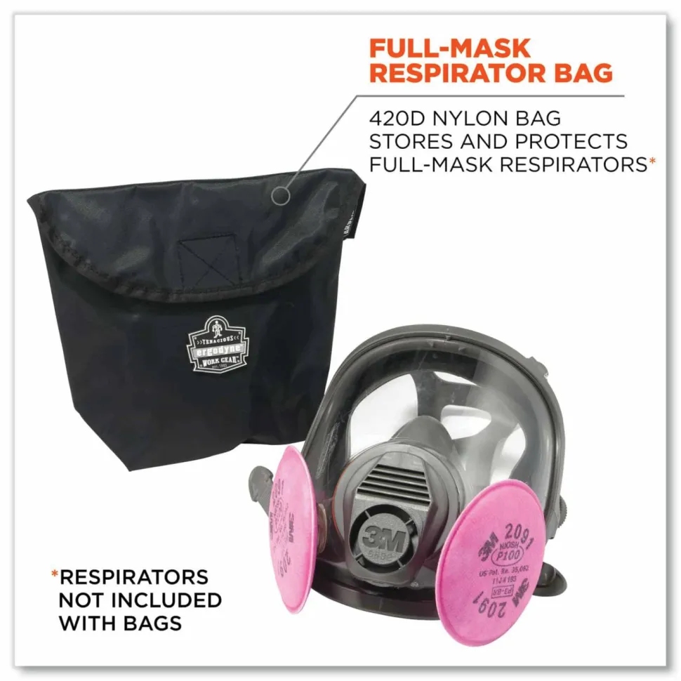 ergodyne Arsenal 5181 Large Full Mask Respirator Pack with Hook-and-Loop Closure, 11 x 4 x 12.5, Black