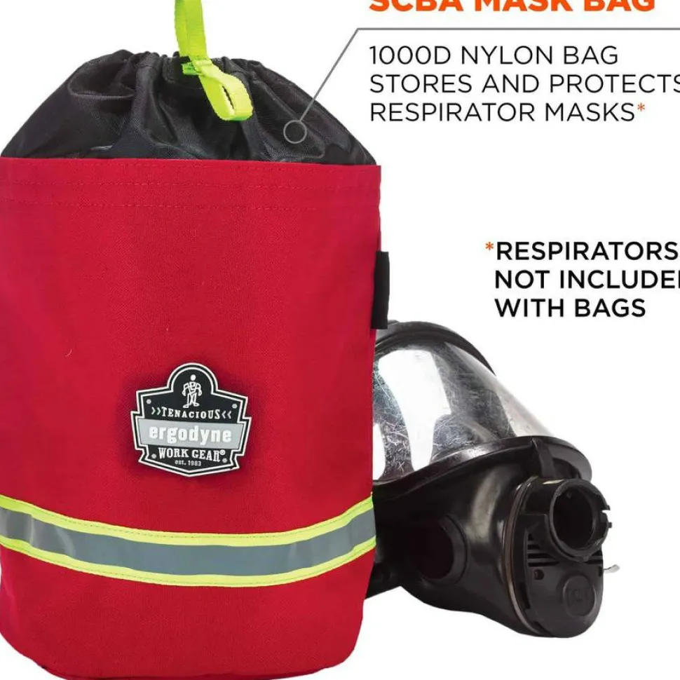 ergodyne Arsenal 5080L Fleece-Lined SCBA Mask Bag with Drawstring Closure, 8.5 x 8.5 x 14, Red