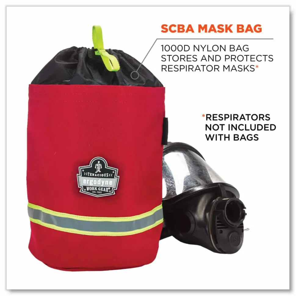 ergodyne Arsenal 5080L Fleece-Lined SCBA Mask Bag with Drawstring Closure, 8.5 x 8.5 x 14, Red