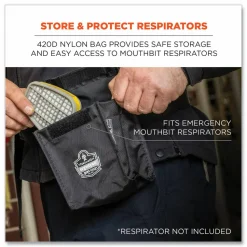 ergodyne Arsenal 5184 Mouthbit Respirator Bag, 5 x 4 x 6.5, Black