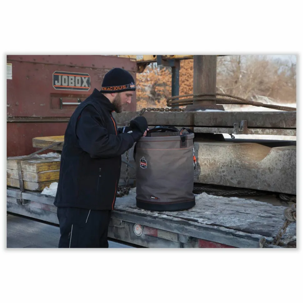 ergodyne Arsenal 5945T Extra-Large Swiveling Carabiner Canvas Hoist Bucket and Top, 150 lb, Gray