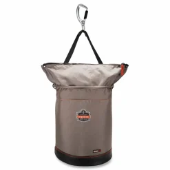 ergodyne Arsenal 5976 XL Hoist Bucket Tool Bag with Swiveling Carabiner and Zipper Top, 150 lb, Gray