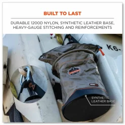 ergodyne Arsenal 5976 XL Hoist Bucket Tool Bag with Swiveling Carabiner and Zipper Top, 150 lb, Gray