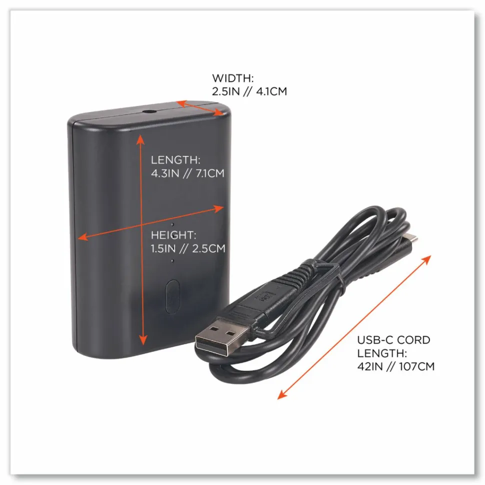 ergodyne N-Ferno 6495B Portable Battery Power Bank with USB-C Cord, 7.2 V