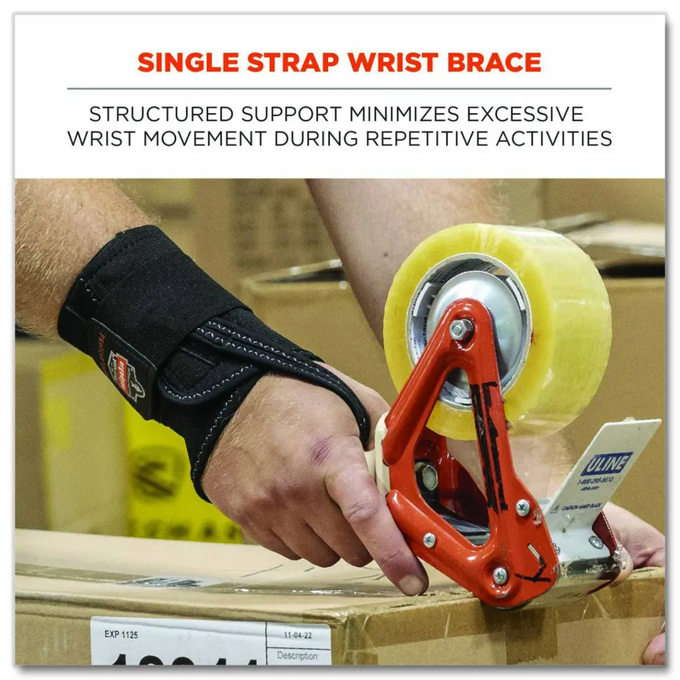 ergodyne ProFlex 4000 Single Strap Wrist Support, Medium, Fits Left-Hand, Black