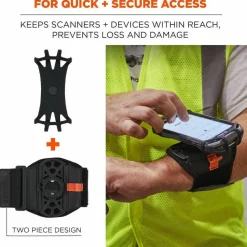 ergodyne Squids 5545 Arm and Wrist Scanner Mount, Medium, 7 x 8.5 x 1.5, Elastic, Black