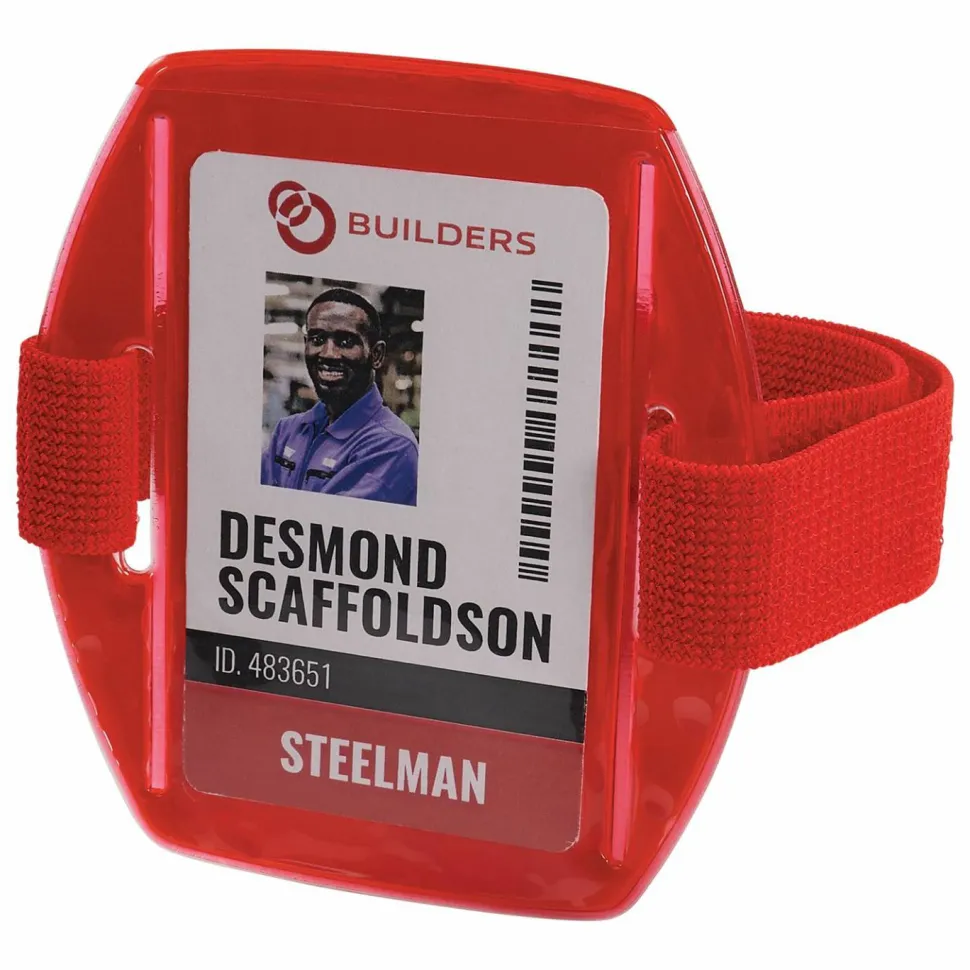 ergodyne Squids 3386 Arm Band ID/Badge Holder, Vertical, Red, 3.75 x 4.25 Holder, 2.5 x 4 Insert, 10/Pack
