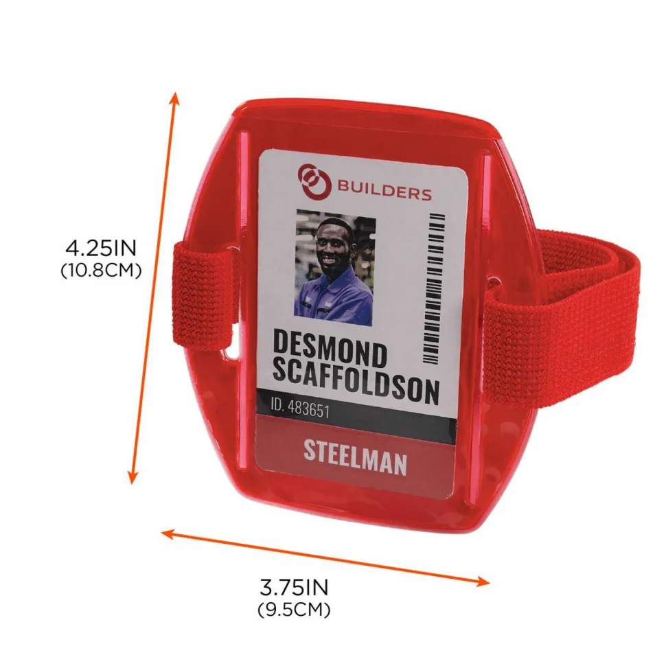 ergodyne Squids 3386 Arm Band ID/Badge Holder, Vertical, Red, 3.75 x 4.25 Holder, 2.5 x 4 Insert, 10/Pack