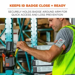ergodyne Squids 3386 Arm Band ID/Badge Holder, Vertical, Hi-Vis Orange, 3.75 x 4.25 Holder, 2.5 x 4 Insert, 10/Pack