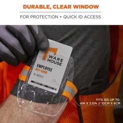 ergodyne Squids 3386 Arm Band ID/Badge Holder, Vertical, Hi-Vis Orange, 3.75 x 4.25 Holder, 2.5 x 4 Insert, 10/Pack