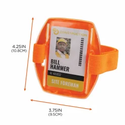 ergodyne Squids 3386 Arm Band ID/Badge Holder, Vertical, Orange, 3.75 x 4.25 Holder, 2.5 x 4 Insert, 10/Pack