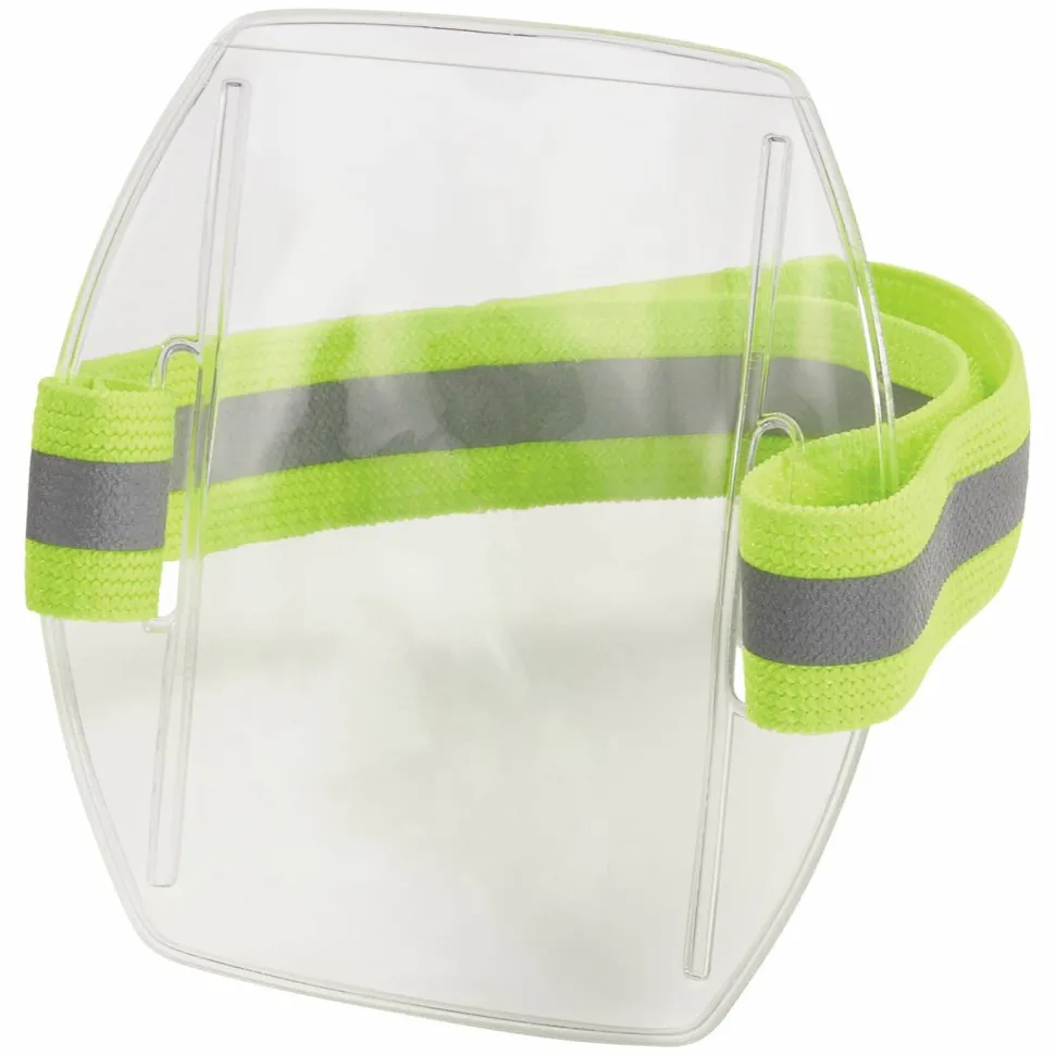 ergodyne Squids 3386 Arm Band ID/Badge Holder, Vertical, Hi-Vis Lime, 3.75 x 4.25 Holder, 2.5 x 4 Insert, 10/Pack