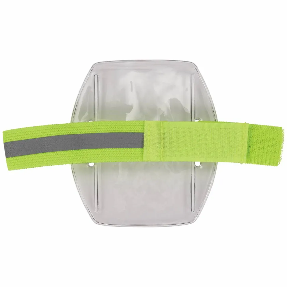 ergodyne Squids 3386 Arm Band ID/Badge Holder, Vertical, Hi-Vis Lime, 3.75 x 4.25 Holder, 2.5 x 4 Insert, 10/Pack
