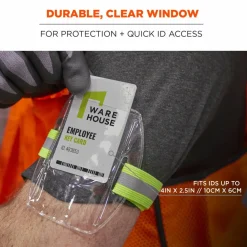 ergodyne Squids 3386 Arm Band ID/Badge Holder, Vertical, Hi-Vis Lime, 3.75 x 4.25 Holder, 2.5 x 4 Insert, 10/Pack