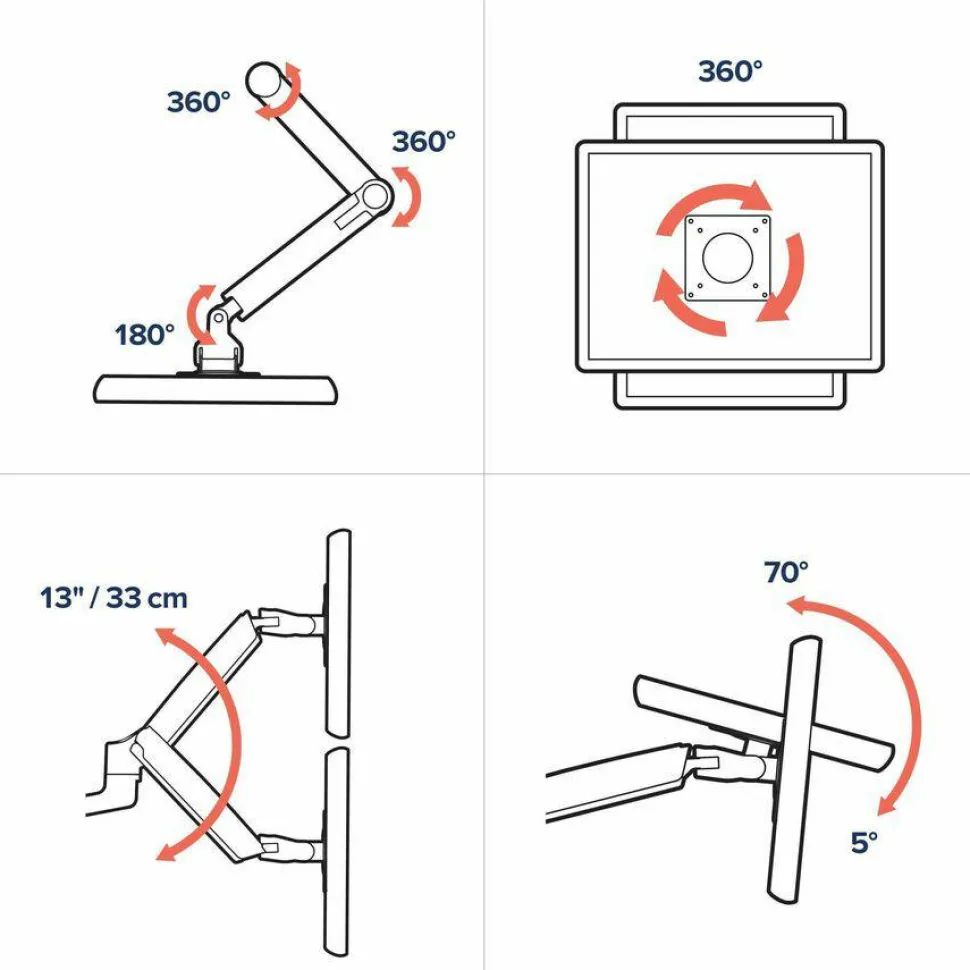 Ergotron Desk Mount for Monitor - Polished Aluminum - Adjustable - 2 Display(s) Supported - 40" Screen Support - 45549026
