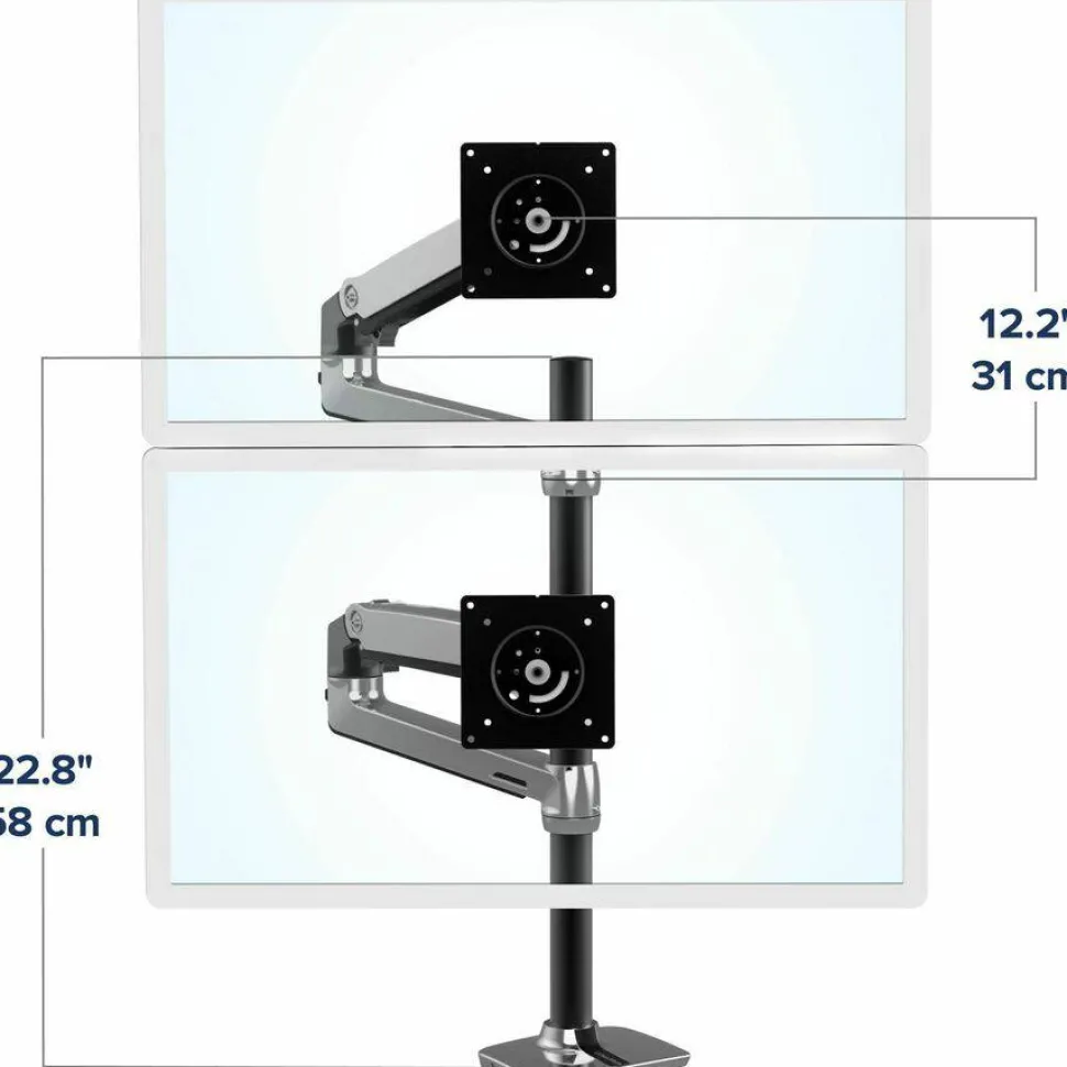 Ergotron Desk Mount for Monitor - Polished Aluminum - Adjustable - 2 Display(s) Supported - 40" Screen Support - 45549026