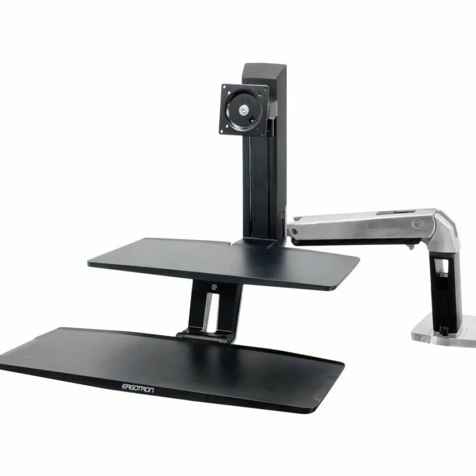 Ergotron WorkFit-A Desk Mount for Monitor, Keyboard, LCD Display, Tablet, Smartphone, Computer - Polished Aluminum