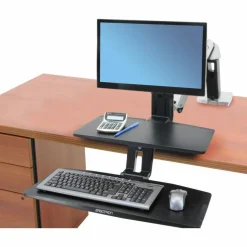 Ergotron WorkFit-A Desk Mount for Monitor, Keyboard, LCD Display, Tablet, Smartphone, Computer - Polished Aluminum