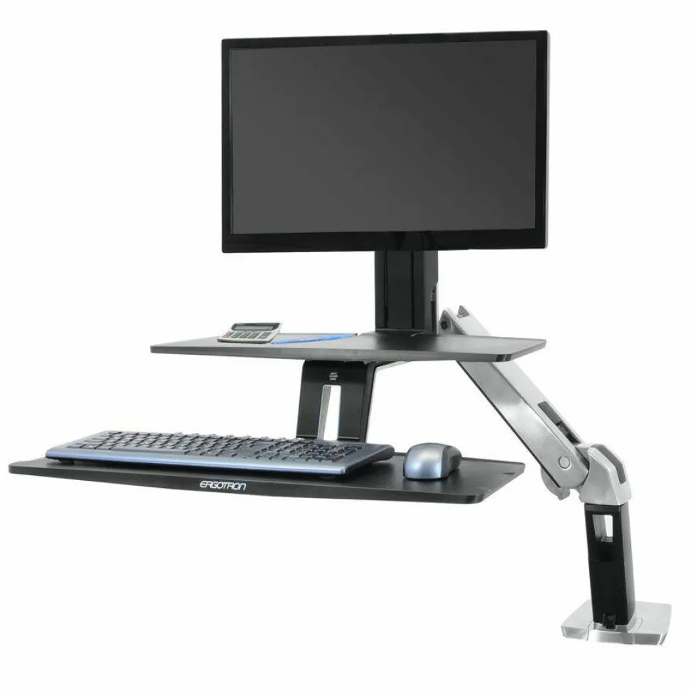 Ergotron WorkFit-A Desk Mount for Monitor, Keyboard, LCD Display, Tablet, Smartphone, Computer - Polished Aluminum