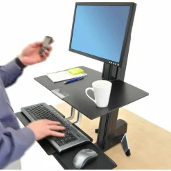 Ergotron WorkFit-S Desk Mount for Monitor, Display, Keyboard, Mouse - Black - Landscape/Portrait