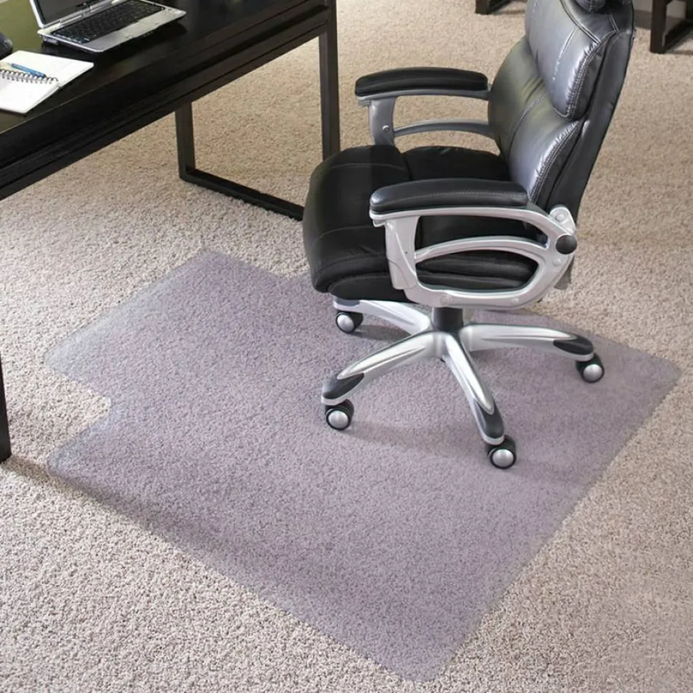 ES Robbins EverLife Intensive Use Chair Mat for High to Extra-High/Plush Pile Carpeted Floors, Rectangular with Lip, 45" x 53", Clear