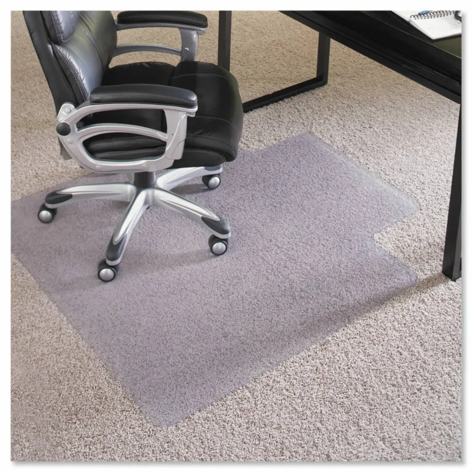 ES Robbins EverLife Intensive Use Chair Mat for High to Extra-High/Plush Pile Carpeted Floors, Rectangular with Lip, 45" x 53", Clear
