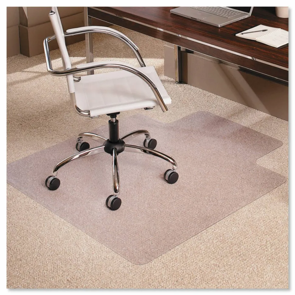 ES Robbins EverLife Moderate Use Chair Mat for Low Pile Carpeted Floors, Rectangular with Lip, Crystal Edges, 45" x 53", Clear