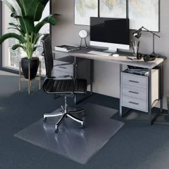 ES Robbins EverLife Moderate Use Chair Mat for Low Pile Carpeted Floors, Rectangular with Lip, Crystal Edges, 45