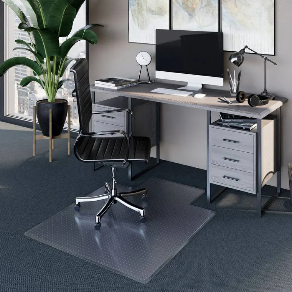 ES Robbins EverLife Moderate Use Chair Mat for Low Pile Carpeted Floors, Rectangular with Lip, Crystal Edges, 45" x 53", Clear